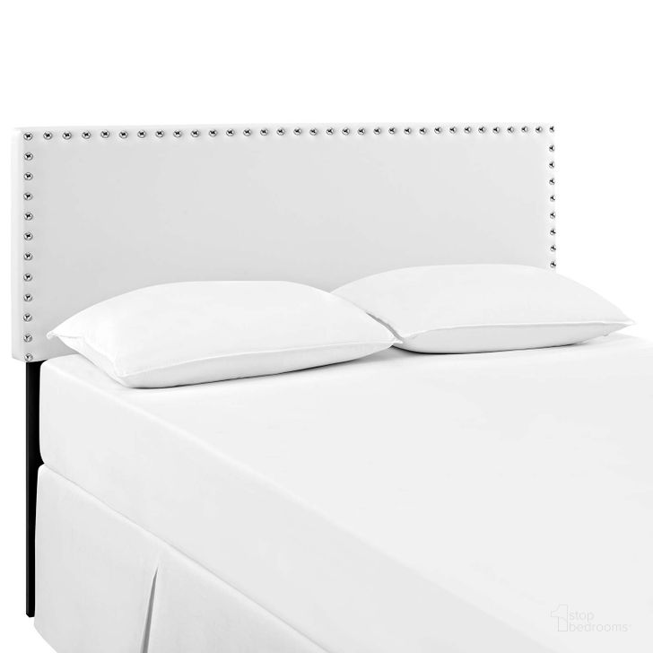 The appearance of Phoebe White Full Upholstered Vinyl Headboard MOD-5383-WHI designed by Modway in the modern / contemporary interior design. This white piece of furniture  was selected by 1StopBedrooms from Phoebe Collection to add a touch of cosiness and style into your home. Sku: MOD-5383-WHI. Material: Wood. Product Type: Headboard. Image1