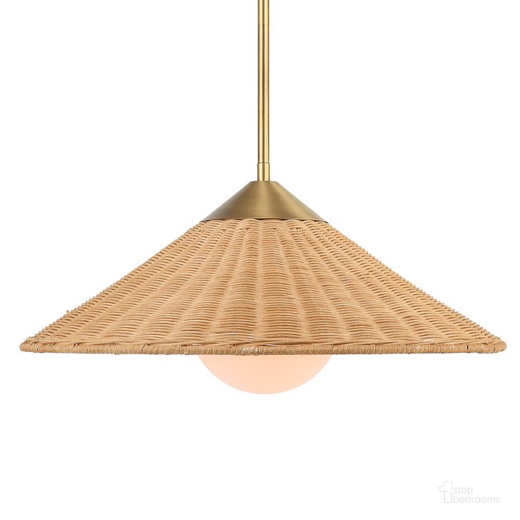 The appearance of Phuvinh 1 Light Rattan Shade Pendant In Brass designed by Uttermost in the  interior design. This brass piece of furniture  was selected by 1StopBedrooms from Phuvinh Collection to add a touch of cosiness and style into your home. Sku: 21590. Material: Steel. Product Type: Pendant Lighting. Image1