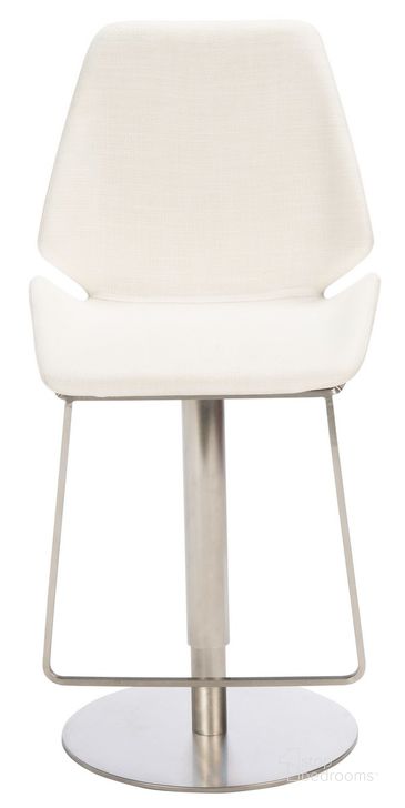The appearance of Pierro Gas Lift Bar Stool in White and Gold designed by Safavieh in the modern / contemporary interior design. This white and gold piece of furniture  was selected by 1StopBedrooms from Pierro Collection to add a touch of cosiness and style into your home. Sku: BST3005C. Material: Metal. Product Type: Barstool. Image1
