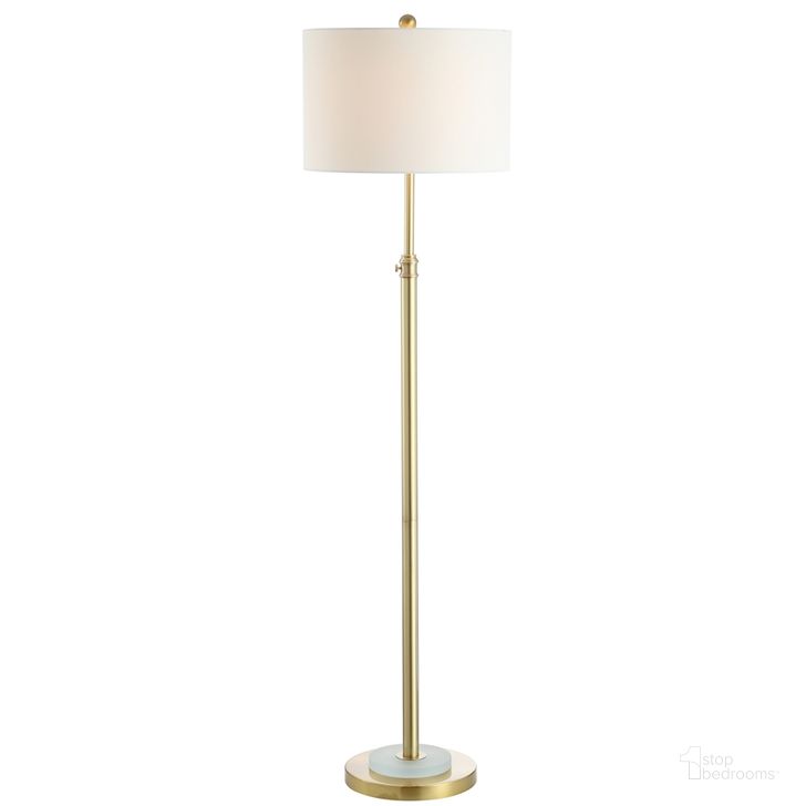 The appearance of Pierson Brass Gold and Frost White Floor Lamp designed by Safavieh in the traditional interior design. This gold piece of furniture  was selected by 1StopBedrooms from Safavieh FLL Collection to add a touch of cosiness and style into your home. Sku: FLL4051A. Product Type: Floor Lamp. Material: Brass. Image1