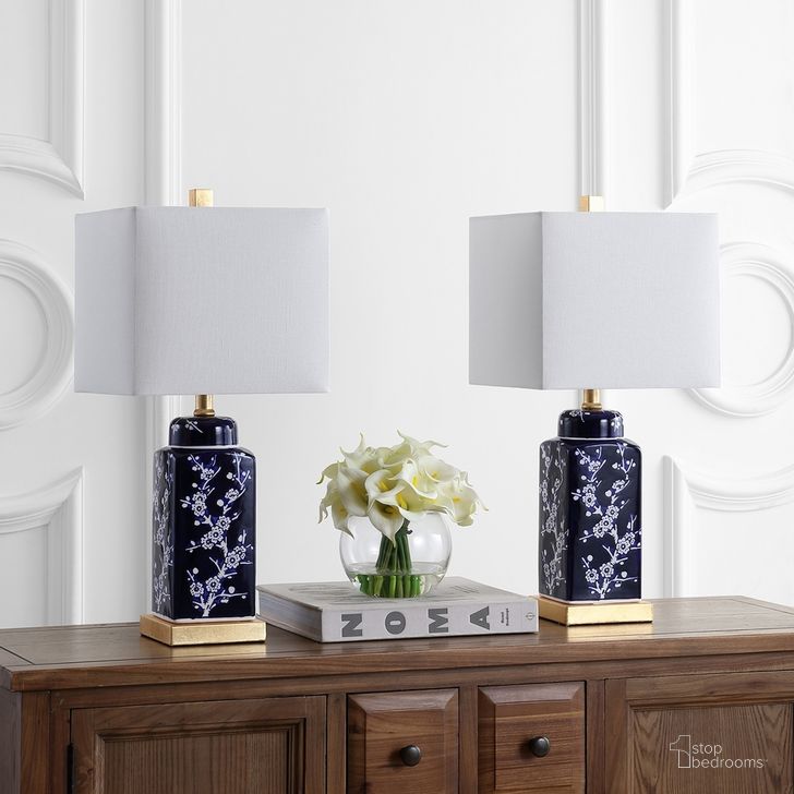 The appearance of Pilar Navy and White Table Lamp Set of 2 designed by Safavieh in the modern / contemporary interior design. This white navy piece of furniture  was selected by 1StopBedrooms from Safavieh TBL Collection to add a touch of cosiness and style into your home. Sku: TBL4151A-SET2. Product Type: Table Lamp. Image1