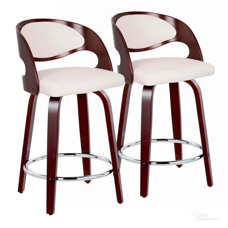The appearance of Pino 24 Inch Fixed Height Barstool Set of 2 In White designed by Lumisource in the transitional interior design. This white piece of furniture  was selected by 1StopBedrooms from Pino Collection to add a touch of cosiness and style into your home. Sku: B24-PINOPU-GRTZR2 CHCHW2. Material: Wood. Product Type: Barstool. Image1