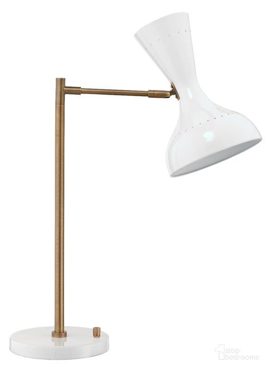 The appearance of Pisa Swing Arm Table Lamp designed by Jamie Young Company in the modern / contemporary interior design. This white piece of furniture  was selected by 1StopBedrooms from Pisa Swing Collection to add a touch of cosiness and style into your home. Sku: 1PISA-TLWH. Material: Aluminum. Product Type: Table Lamp. Image1