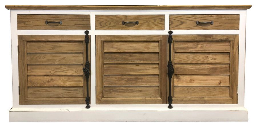 The appearance of Plantation Shutter Cabinet In White and Brown designed by Primitive Collections in the rustic / southwestern interior design. This white/brown piece of furniture  was selected by 1StopBedrooms from  to add a touch of cosiness and style into your home. Sku: PCPLANSHUTTER10. Material: Wood. Product Type: Cabinet. Image1