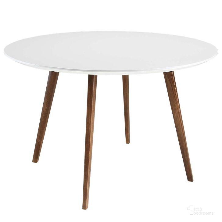 The appearance of Platter White Round Dining Table designed by Modway in the modern / contemporary interior design. This white piece of furniture  was selected by 1StopBedrooms from Platter Collection to add a touch of cosiness and style into your home. Sku: EEI-1064-WHI. Table Base Style: Legs. Table Top Shape: Round. Product Type: Dining Table. Material: MDF. Size: 47". Image1