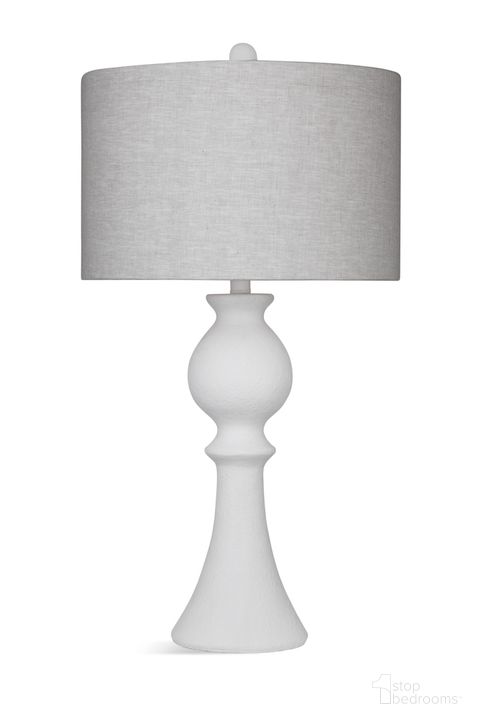 The appearance of Pluss Table Lamp In Textured White Matte designed by Bassett Mirror Company in the modern / contemporary interior design. This white piece of furniture  was selected by 1StopBedrooms from  to add a touch of cosiness and style into your home. Sku: L4287T. Material: Resin. Product Type: Table Lamp. Image1