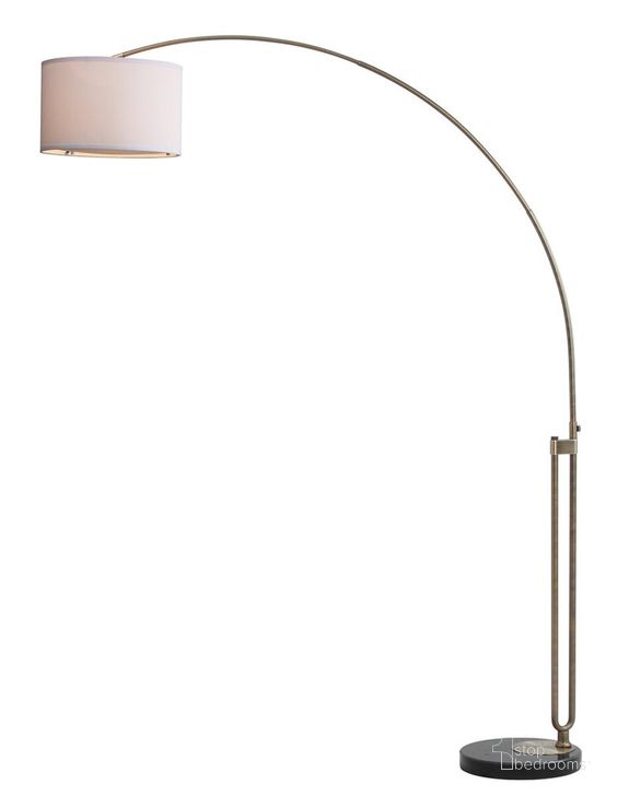 The appearance of Polaris Antique Brass 84 Inch Arc Floor Lamp designed by Safavieh in the traditional interior design. This antique brass piece of furniture  was selected by 1StopBedrooms from Safavieh LIT Collection to add a touch of cosiness and style into your home. Sku: LIT4349A. Product Type: Floor Lamp. Material: Brass. Image1