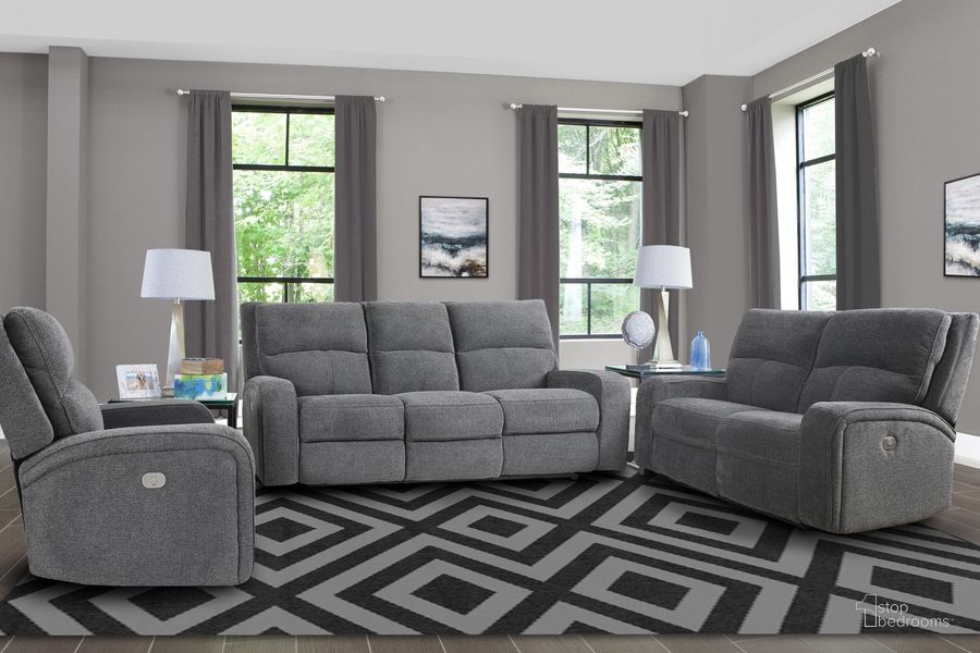 The appearance of Polaris Bizmark Gray Power Reclining Living Room Set designed by Parker House in the traditional interior design. This gray piece of furniture  was selected by 1StopBedrooms from Polaris Collection to add a touch of cosiness and style into your home. Sku: MPOL#832PH-BIG;MPOL#822PH-BIG. Material: Polyester. Product Type: Living Room Set. Image1