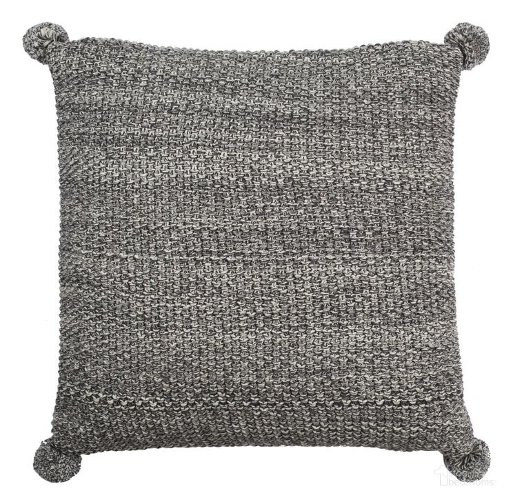 The appearance of Pom Pom Knit Pillow designed by Safavieh in the modern / contemporary interior design. This dark gray piece of furniture  was selected by 1StopBedrooms from Pom Collection to add a touch of cosiness and style into your home. Sku: PLS190A-2020. Material: Cotton. Product Type: Pillows and Throw. Image1