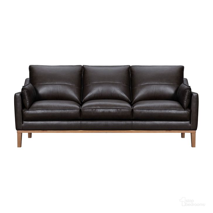 The appearance of Pompeii 87 Inch Leather Sofa In Dark Brown designed by Armen Living in the modern / contemporary interior design. This dark brown piece of furniture  was selected by 1StopBedrooms from Pompeii Collection to add a touch of cosiness and style into your home. Sku: LCPI3BRN. Material: Leather. Product Type: Sofa. Image1
