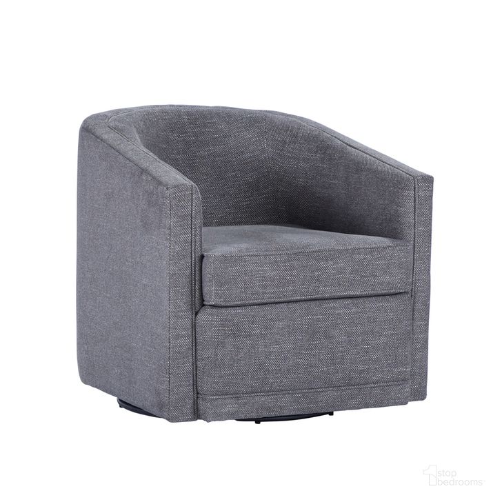 The appearance of Poppy Swivel Chair In Dark Gray designed by New Classic in the transitional interior design. This dark gray piece of furniture  was selected by 1StopBedrooms from Poppy Collection to add a touch of cosiness and style into your home. Sku: U1045-12-DGY. Material: Fabric. Product Type: Swivel Chair. Image1