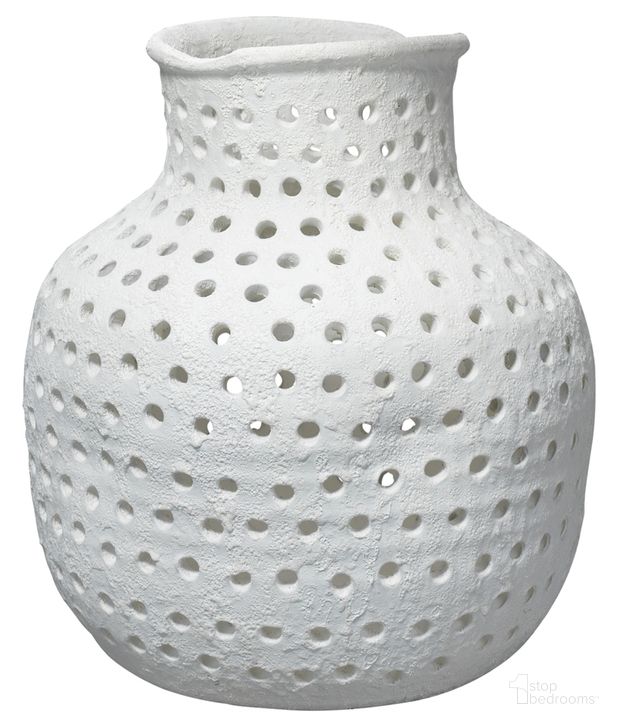 The appearance of Porous Vase designed by Jamie Young Company in the coastal interior design. This white piece of furniture  was selected by 1StopBedrooms from Porous Collection to add a touch of cosiness and style into your home. Sku: 7PORO-VAWH. Material: Porcelain. Product Type: Vase. Image1