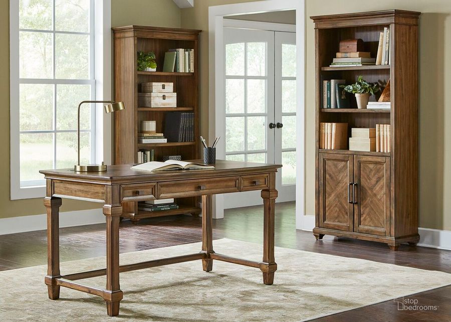 The appearance of Porter Writing Home Office Set In Brown designed by Martin Furniture in the transitional interior design. This brown piece of furniture  was selected by 1StopBedrooms from Porter Collection to add a touch of cosiness and style into your home. Sku: IMPR384;IMPR450. Material: Wood. Product Type: Home Office Set. Image1