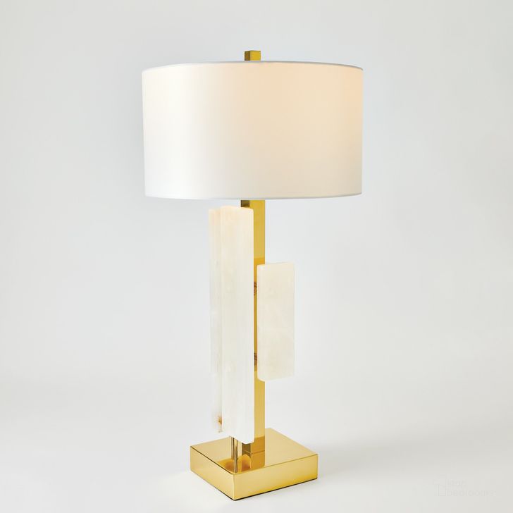 The appearance of Posh Block Table Lamp In Gold designed by Global Views in the modern / contemporary interior design. This gold piece of furniture  was selected by 1StopBedrooms from Posh Collection to add a touch of cosiness and style into your home. Sku: 9.93834. Product Type: Table Lamp. Material: Brass. Image1