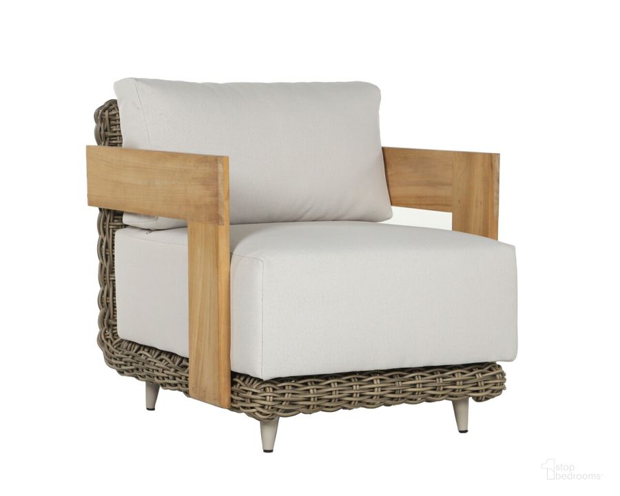 The appearance of Potenza Armchair In Palazzo Cream designed by Sunpan in the modern / contemporary interior design. This cream piece of furniture  was selected by 1StopBedrooms from Potenza Collection to add a touch of cosiness and style into your home. Sku: 109507. Material: Fabric. Product Type: Outdoor Lounge Chair. Image1