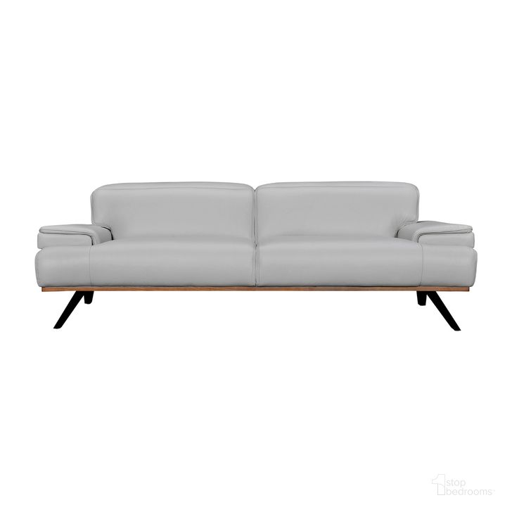 The appearance of Prato 89 Inch Leather Sofa In Dove Gray designed by Armen Living in the modern / contemporary interior design. This dove gray piece of furniture  was selected by 1StopBedrooms from Prato Collection to add a touch of cosiness and style into your home. Sku: LCPT3DVGRY. Material: Leather. Product Type: Sofa. Image1