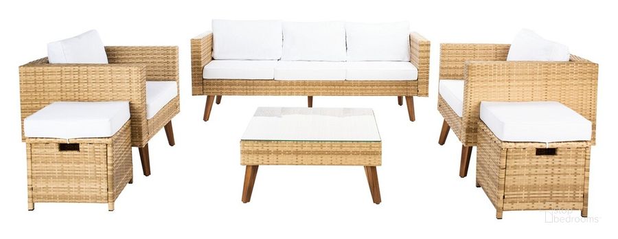 The appearance of Presla 6 Pc Living Set in White designed by Safavieh in the modern / contemporary interior design. This white piece of furniture  was selected by 1StopBedrooms from Presla Collection to add a touch of cosiness and style into your home. Sku: PAT7715D-3BX. Material: Steel. Product Type: Outdoor Set. Image1