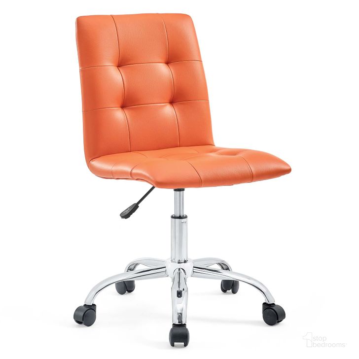 The appearance of Prim Orange Armless Mid Back Office Chair designed by Modway in the modern / contemporary interior design. This orange piece of furniture  was selected by 1StopBedrooms from Prim Collection to add a touch of cosiness and style into your home. Sku: EEI-1533-ORA. Material: Leather. Product Type: Office Chair. Image1