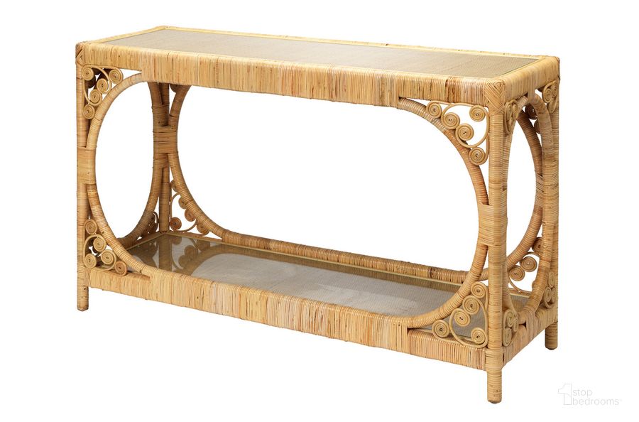 The appearance of Primrose Console Table designed by Jamie Young Company in the coastal interior design. This natural piece of furniture  was selected by 1StopBedrooms from Primrose Collection to add a touch of cosiness and style into your home. Sku: 20PRIM-CONA. Material: Natural Rattan. Product Type: Console Table. Image1
