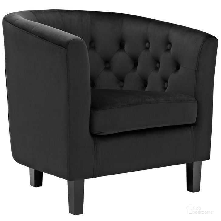 The appearance of Prospect Black Performance Velvet Arm Chair designed by Modway in the modern / contemporary interior design. This black piece of furniture  was selected by 1StopBedrooms from Prospect Collection to add a touch of cosiness and style into your home. Sku: EEI-2613-BLK. Material: Wood. Product Type: Living Room Chair. Image1