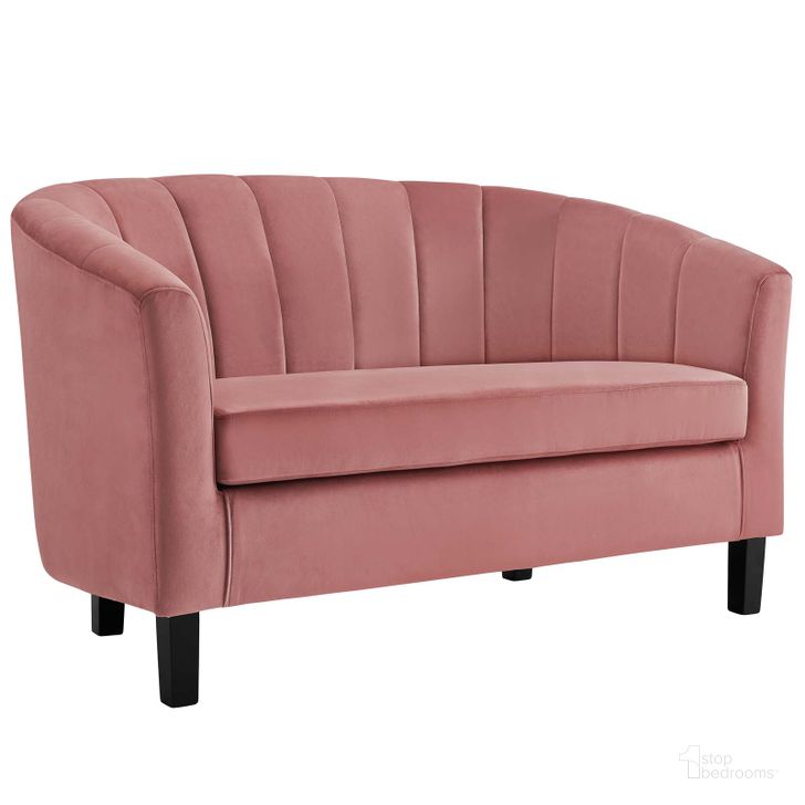 The appearance of Prospect Dusty Rose Channel Tufted Performance Velvet Loveseat designed by Modway in the modern / contemporary interior design. This dusty rose piece of furniture  was selected by 1StopBedrooms from Prospect Collection to add a touch of cosiness and style into your home. Sku: EEI-3137-DUS. Product Type: Loveseat. Material: Pine. Image1