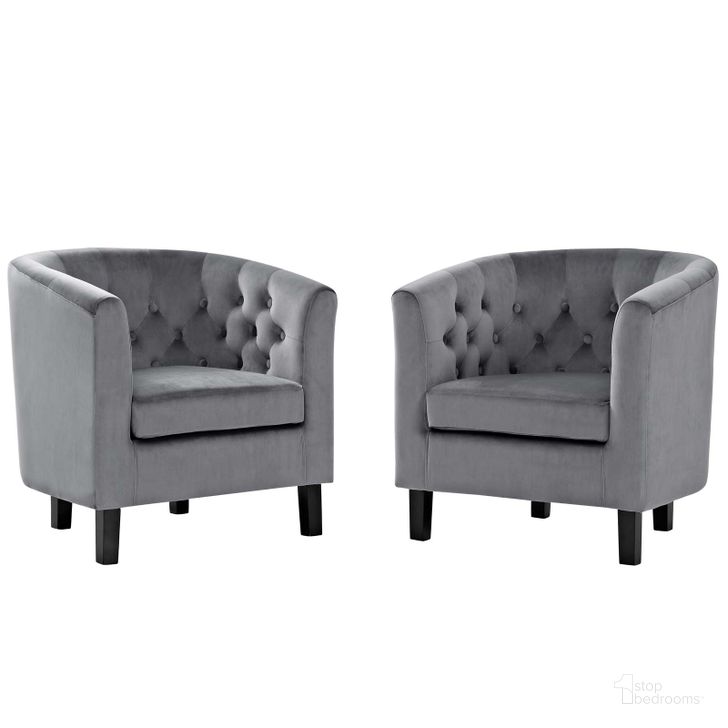The appearance of Prospect Gray 2 Piece Performance Velvet Arm Chair Set designed by Modway in the modern / contemporary interior design. This gray piece of furniture  was selected by 1StopBedrooms from Prospect Collection to add a touch of cosiness and style into your home. Sku: EEI-3153-GRY-SET. Material: Wood. Product Type: Living Room Chair. Image1