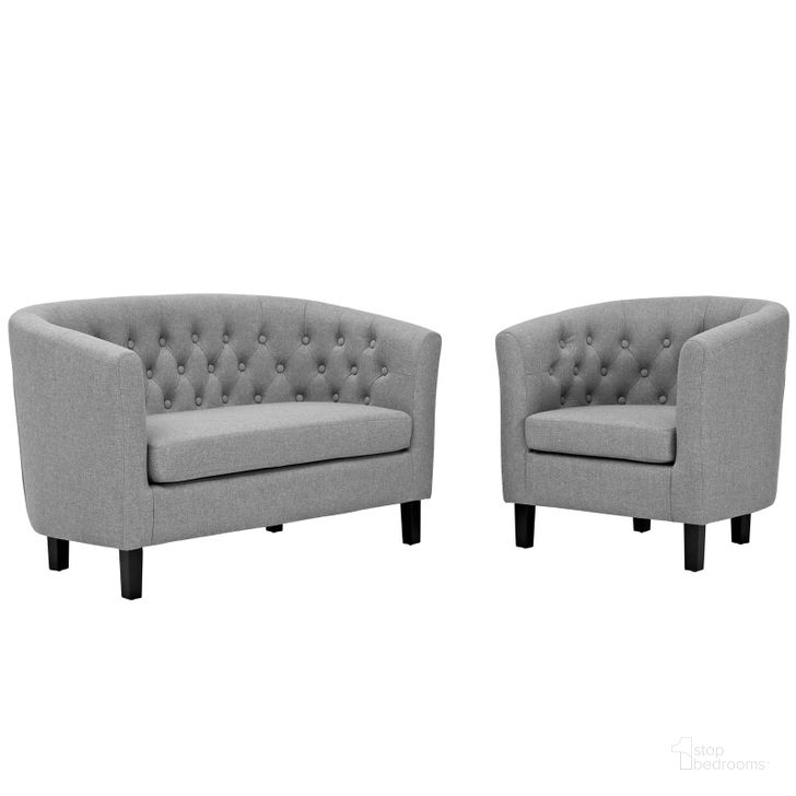 The appearance of Prospect Light Gray 2 Piece Upholstered Fabric Loveseat and Arm Chair Set designed by Modway in the modern / contemporary interior design. This light gray piece of furniture  was selected by 1StopBedrooms from Prospect Collection to add a touch of cosiness and style into your home. Sku: EEI-3148-LGR-SET. Material: Wood. Product Type: Living Room Chair. Image1