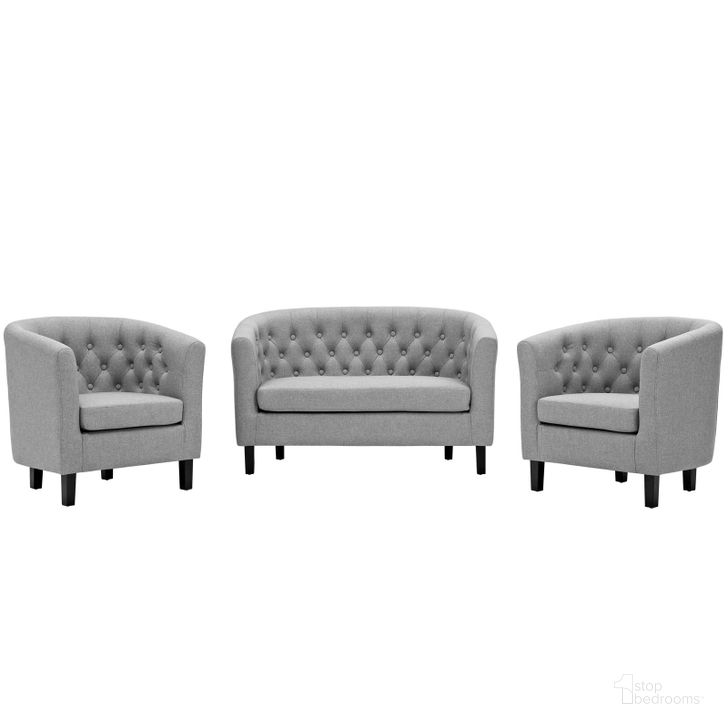 The appearance of Prospect Light Gray 3 Piece Upholstered Fabric Loveseat and Arm Chair Set designed by Modway in the modern / contemporary interior design. This light gray piece of furniture  was selected by 1StopBedrooms from Prospect Collection to add a touch of cosiness and style into your home. Sku: EEI-3149-LGR-SET. Material: Wood. Product Type: Living Room Chair. Image1