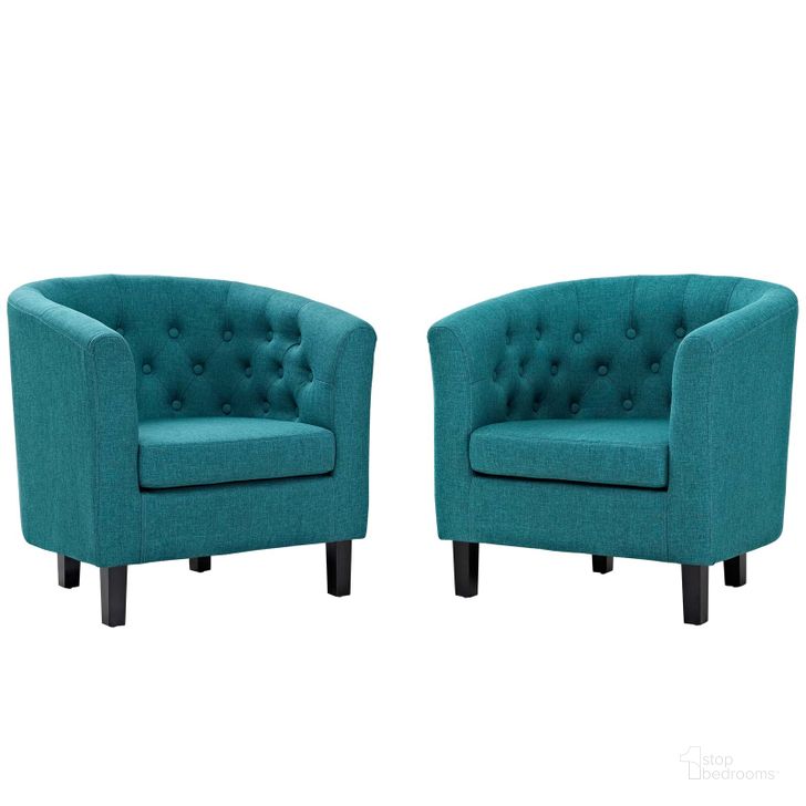 The appearance of Prospect Teal 2 Piece Upholstered Fabric Arm Chair Set designed by Modway in the modern / contemporary interior design. This teal piece of furniture  was selected by 1StopBedrooms from Prospect Collection to add a touch of cosiness and style into your home. Sku: EEI-3150-TEA-SET. Material: Wood. Product Type: Living Room Chair. Image1