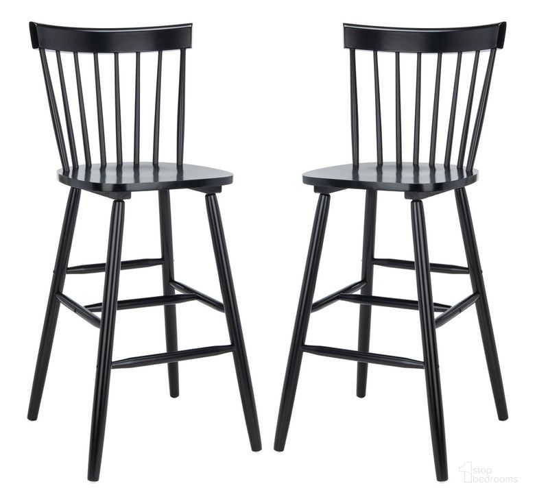 The appearance of Providence Bar Stool BST8504B Set of 2 designed by Safavieh in the modern / contemporary interior design. This black piece of furniture  was selected by 1StopBedrooms from Providence Collection to add a touch of cosiness and style into your home. Sku: BST8504B-SET2. Product Type: Barstool. Material: Rubberwood. Image1