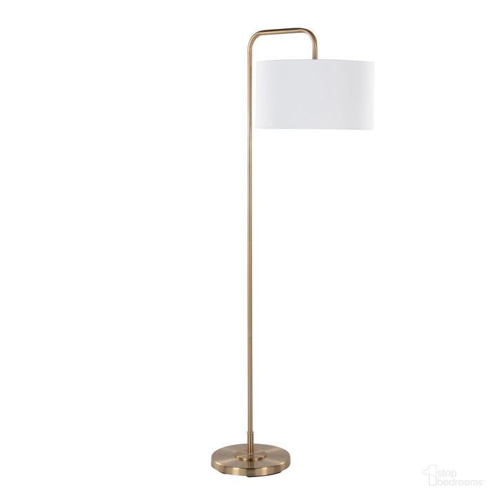 The appearance of Puck 63.75 Inch Metal Floor Lamp In White and Gold designed by Lumisource in the modern / contemporary interior design. This white and gold piece of furniture  was selected by 1StopBedrooms from Puck Collection to add a touch of cosiness and style into your home. Sku: GFS64-PUCK AUW. Material: Metal. Product Type: Floor Lamp. Image1