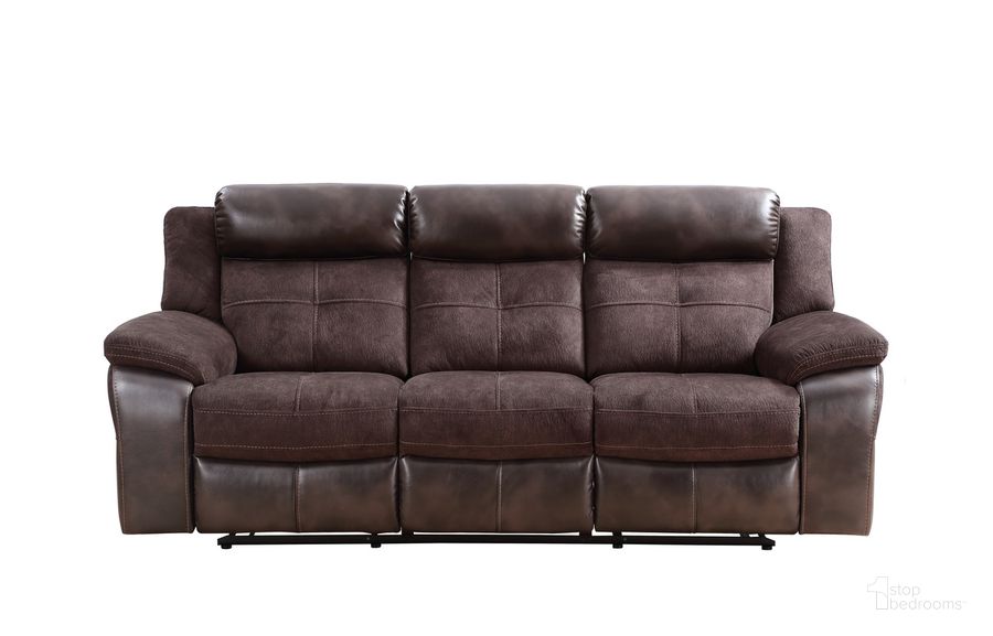 The appearance of Pueblo Manual Recliner Sofa In Brown designed by Steve Silver in the  interior design. This brown piece of furniture  was selected by 1StopBedrooms from Pueblo Collection to add a touch of cosiness and style into your home. Sku: UE9222SC. Product Type: Reclining Sofa. Material: Plywood. Image1