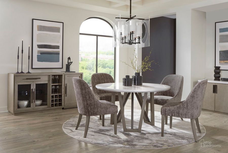The appearance of Pure Modern Moonstone 54 Inch Dining Room Set designed by Parker House in the modern / contemporary interior design. This white and gray piece of furniture  was selected by 1StopBedrooms from Pure Collection to add a touch of cosiness and style into your home. Sku: DPUR#54RND;DPUR#2518. Product Type: Dining Room Set. Material: Wood Veneer. Size: 54". Image1