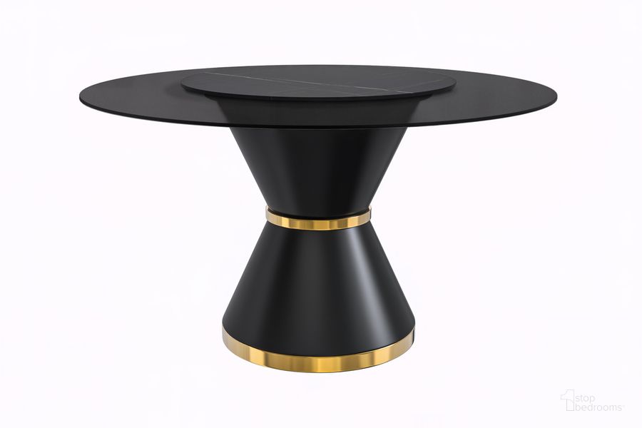 The appearance of Qorvus 60 Inch Round Dining Table In Black designed by LeisureMod in the modern / contemporary interior design. This black piece of furniture  was selected by 1StopBedrooms from Qorvus Collection to add a touch of cosiness and style into your home. Sku: QRBL-60BL-G. Table Base Style: Pedestal. Table Top Shape: Round. Material: Steel. Product Type: Dining Table. Size: 60". Image1