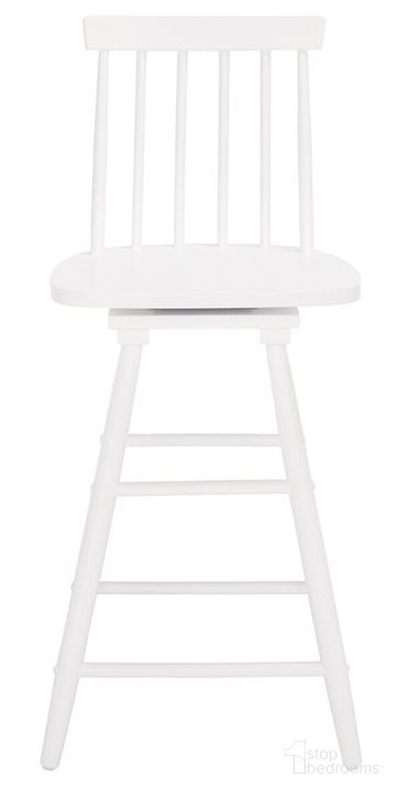 The appearance of Quai Swivel Counter Stool in White designed by Safavieh in the modern / contemporary interior design. This white piece of furniture  was selected by 1StopBedrooms from Quai Collection to add a touch of cosiness and style into your home. Sku: BST1404C. Material: Wood. Product Type: Barstool. Image1