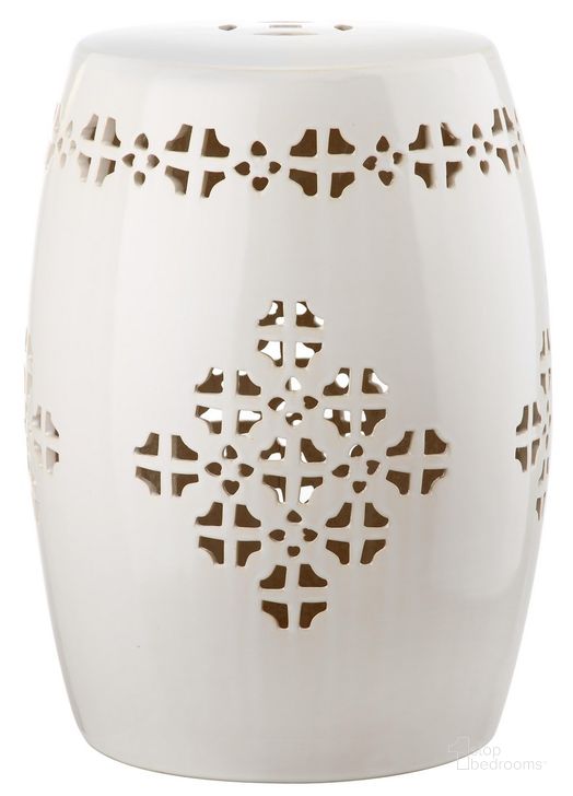 The appearance of Quatrefoil Cream Garden Stool ACS4535B designed by Safavieh in the moroccan interior design. This cream piece of furniture  was selected by 1StopBedrooms from Quatrefoil Collection to add a touch of cosiness and style into your home. Sku: ACS4535B. Product Type: Stool. Image1