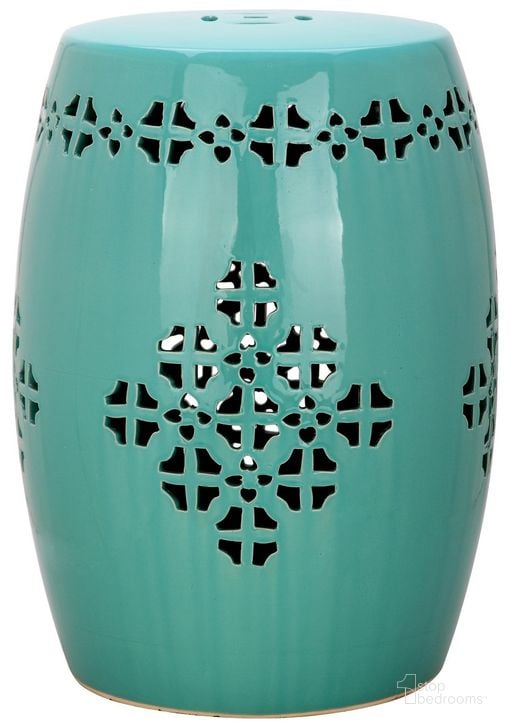 The appearance of Quatrefoil Light Blue Garden Stool designed by Safavieh in the moroccan interior design. This light blue piece of furniture  was selected by 1StopBedrooms from Quatrefoil Collection to add a touch of cosiness and style into your home. Sku: ACS4535C. Product Type: Stool. Image1