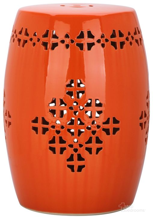 The appearance of Quatrefoil Orange Garden Stool designed by Safavieh in the moroccan interior design. This orange piece of furniture  was selected by 1StopBedrooms from Quatrefoil Collection to add a touch of cosiness and style into your home. Sku: ACS4535D. Product Type: Stool. Image1