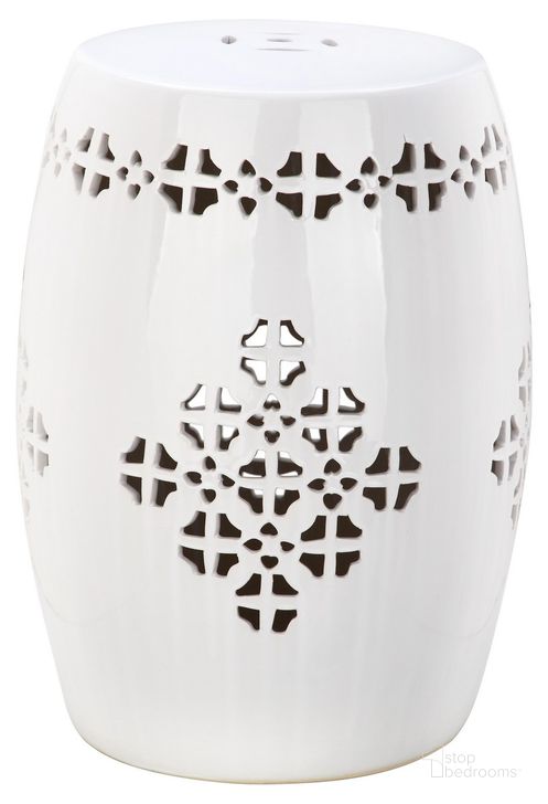 The appearance of Quatrefoil White Garden Stool ACS4535A designed by Safavieh in the moroccan interior design. This antique white piece of furniture  was selected by 1StopBedrooms from Quatrefoil Collection to add a touch of cosiness and style into your home. Sku: ACS4535A. Product Type: Stool. Image1