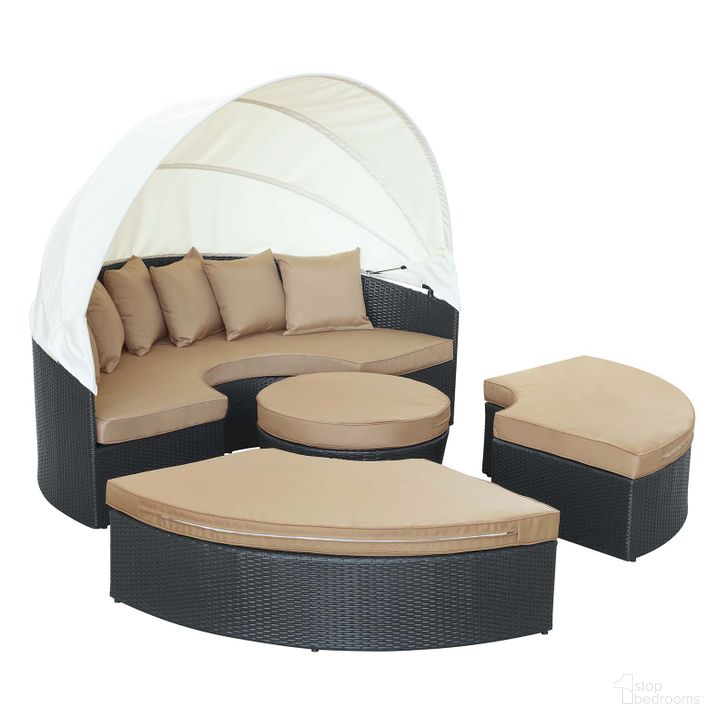 The appearance of Quest Espresso Mocha Canopy Outdoor Patio Daybed designed by Modway in the modern / contemporary interior design. This espresso mocha piece of furniture  was selected by 1StopBedrooms from Quest Collection to add a touch of cosiness and style into your home. Sku: EEI-983-EXP-MOC-SET. Material: Polyester. Product Type: Outdoor Lounge Chair. Image1