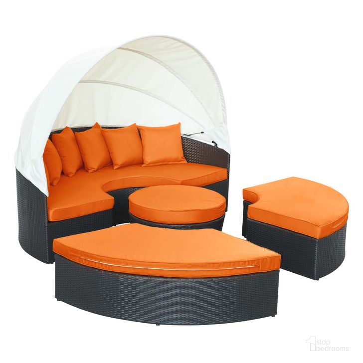 The appearance of Quest Espresso Orange Canopy Outdoor Patio Daybed designed by Modway in the modern / contemporary interior design. This espresso orange piece of furniture  was selected by 1StopBedrooms from Quest Collection to add a touch of cosiness and style into your home. Sku: EEI-983-EXP-ORA-SET. Material: Polyester. Product Type: Outdoor Lounge Chair. Image1