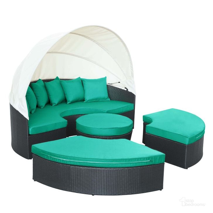 The appearance of Quest Espresso Turquoise Canopy Outdoor Patio Daybed designed by Modway in the modern / contemporary interior design. This espresso turquoise piece of furniture  was selected by 1StopBedrooms from Quest Collection to add a touch of cosiness and style into your home. Sku: EEI-983-EXP-TRQ-SET. Material: Polyester. Product Type: Outdoor Lounge Chair. Image1