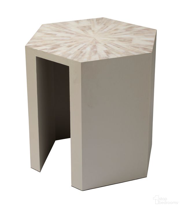 The appearance of Radiant Side Table In Light Grey designed by Jamie Young Company in the transitional interior design. This light grey piece of furniture  was selected by 1StopBedrooms from Radiant Collection to add a touch of cosiness and style into your home. Sku: 20RADI-STGR. Product Type: Side Table. Material: MDF. Image1