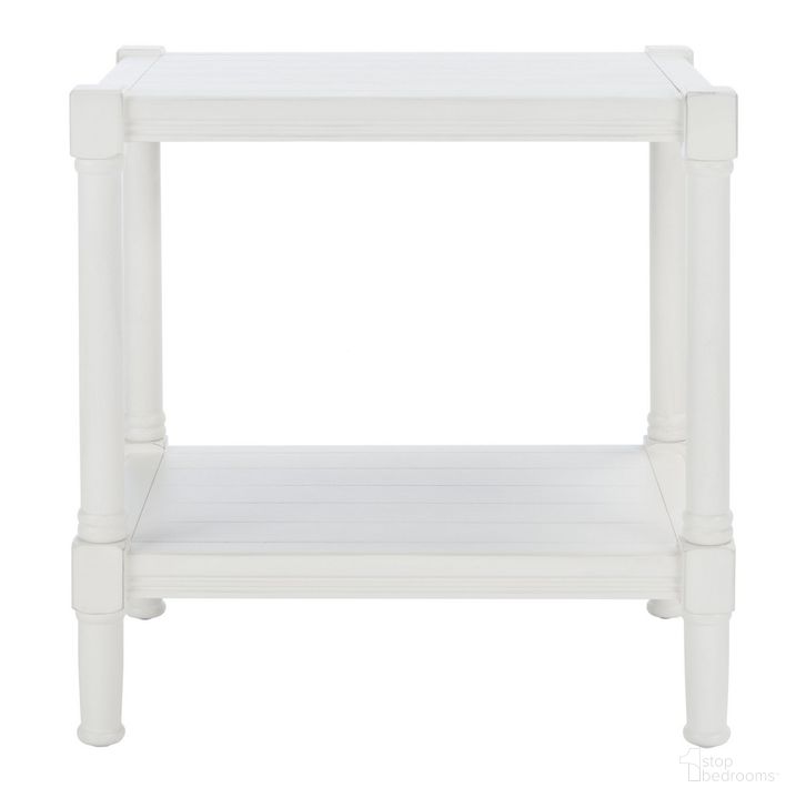The appearance of Rafiki Rectangle Accent Table in Distressed White designed by Safavieh in the modern / contemporary interior design. This distressed white piece of furniture  was selected by 1StopBedrooms from Rafiki Collection to add a touch of cosiness and style into your home. Sku: ACC5710A. Material: Wood. Product Type: Accent Table. Image1