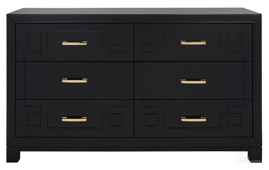 The appearance of Raina 6 Drawer Dresser In Black And Gold designed by Safavieh Couture in the modern / contemporary interior design. This black and gold piece of furniture  was selected by 1StopBedrooms from Raina Collection to add a touch of cosiness and style into your home. Sku: SFV2102C. Material: Wood. Product Type: Dresser. Image1