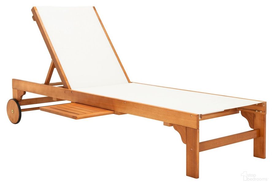 The appearance of Ralden Sunlounger in Natural and Beige designed by Safavieh in the modern / contemporary interior design. This natural and beige piece of furniture  was selected by 1StopBedrooms from Ralden Collection to add a touch of cosiness and style into your home. Sku: PAT7070A. Material: Wood. Product Type: Outdoor Chaise Lounge. Image1