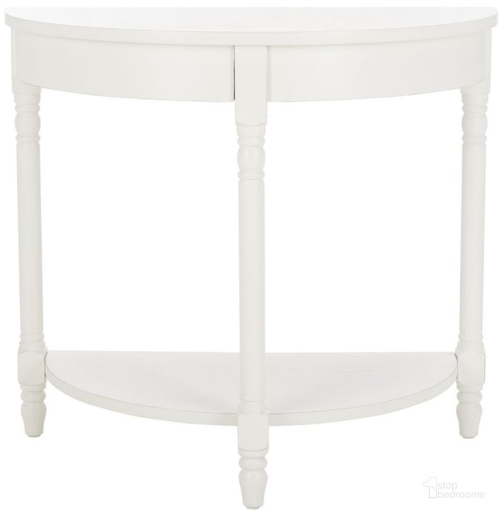 The appearance of Randell Shady White Console designed by Safavieh in the traditional interior design. This off white piece of furniture  was selected by 1StopBedrooms from Randell Collection to add a touch of cosiness and style into your home. Sku: AMH6609A. Material: Wood. Product Type: Console. Image1