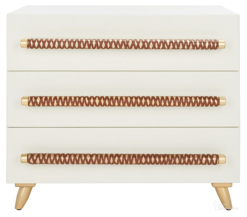 The appearance of Raquel 3 Drawer Chest in White designed by Safavieh in the transitional interior design. This white piece of furniture  was selected by 1StopBedrooms from Raquel Collection to add a touch of cosiness and style into your home. Sku: CHS6602C. Material: Wood. Product Type: Chest. Image1