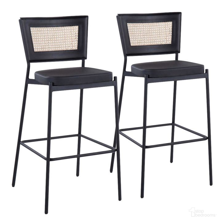 The appearance of Rattan Tania Bar Stool Set of 2 In Black designed by Lumisource in the modern / contemporary interior design. This black piece of furniture  was selected by 1StopBedrooms from Tania Collection to add a touch of cosiness and style into your home. Sku: B29-RTNTANIA BKBK2. Material: Leather. Product Type: Barstool. Image1