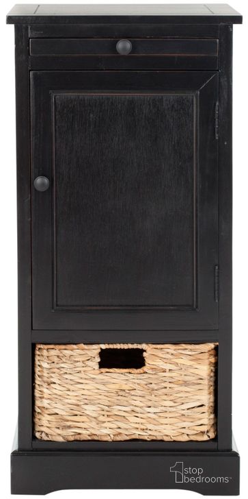 The appearance of Raven Distressed Black Tall Storage Unit designed by Safavieh in the transitional interior design. This distressed black piece of furniture  was selected by 1StopBedrooms from Raven Collection to add a touch of cosiness and style into your home. Sku: AMH5703B. Material: Aluminum. Product Type: Storage Unit. Image1